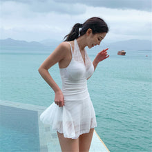 Load image into Gallery viewer, Sexy Lace One Piece Swimsuit Women Solid Swimwear Skirted Monokini Push Up Swim Suit Open Back Trikini Pad Bathing Suit Koea