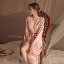 Load image into Gallery viewer, Sexy Lace Robes Sleepwear Women Satin Bathrobe Lingerie Sleeping Dress Nightgown Bathrobe Soft Home Wear Sleep Tops Summer 2022