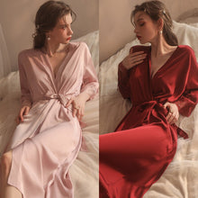 Load image into Gallery viewer, Sexy Lace Robes Sleepwear Women Satin Bathrobe Lingerie Sleeping Dress Nightgown Bathrobe Soft Home Wear Sleep Tops Summer 2022