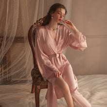 Load image into Gallery viewer, Sexy Lace Robes Sleepwear Women Satin Bathrobe Lingerie Sleeping Dress Nightgown Bathrobe Soft Home Wear Sleep Tops Summer 2022