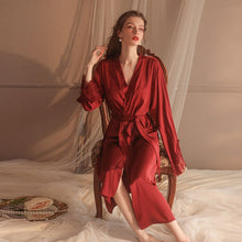 Load image into Gallery viewer, Sexy Lace Robes Sleepwear Women Satin Bathrobe Lingerie Sleeping Dress Nightgown Bathrobe Soft Home Wear Sleep Tops Summer 2022