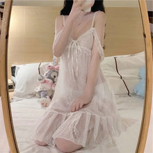 Load image into Gallery viewer, Sexy Lace Satin Sleepwear Women Lingerie Pajamas Set Babydoll Sexy Clothing Hot Dresses Exotic Plus Size Women Night Dress