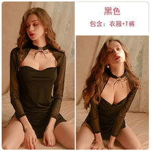 Load image into Gallery viewer, Sexy Lace See-through Bandage Temptation Cheongsam Retro Side Slit Self-cultivation Temptation Nightdress Erotic Sleepwear Gift