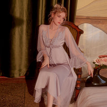 Load image into Gallery viewer, Sexy Lace Sleepwear Women Night Dress Long Robe Lacing strap Nightgown Romantic Mesh Victorian Nightdress Pamajas Sleep Tops