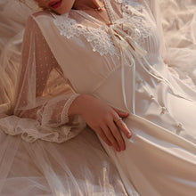 Load image into Gallery viewer, Sexy Lace Sleepwear Women Night Dress Long Robe Lacing strap Nightgown Romantic Mesh Victorian Pamajas Nightdress Sleep Tops