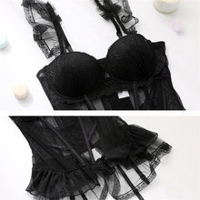 Load image into Gallery viewer, Sexy Lace Women&#39;s Bustier Corset Transparent Sleepwear Black Jumpsuit G String Thong Lingerie Bodysuit Underwear Gothic Clothes