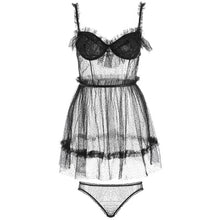 Load image into Gallery viewer, Sexy Ladies Strap Nightdress Black Dot Pattern Sexy Lingerie Sleepwear Women Lingerie Porno Night Dress Nightgown Sleeping Dress