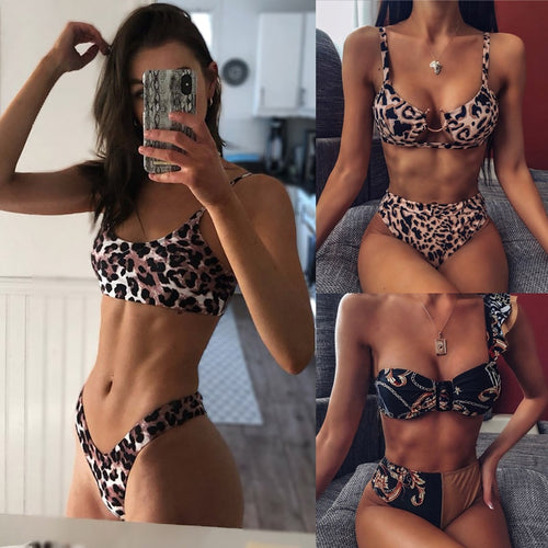 Sexy Leopard Bikinis 2020 Micro Bikini Set Push Up Thong Biquini High Cut Swimwear Women Mini Swimsuit Female Bathing Suit