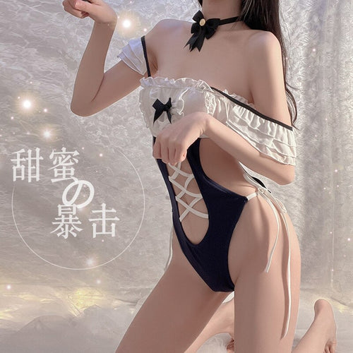 Sexy Lingerie Backless Lolita Student Girl Women Bodysuit Lace Maid Sweet Tempatation Cosplay Costumes Lovely Cute Underwear Set