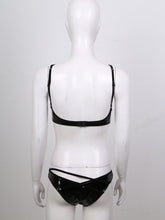 Load image into Gallery viewer, Sexy Lingerie Bra Underwear Sets Patent Leather Hollow Out Sexy Suit Unlined Underwired Erotic Hot Bra Tops with G-string Briefs