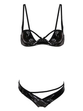 Load image into Gallery viewer, Sexy Lingerie Bra Underwear Sets Patent Leather Hollow Out Sexy Suit Unlined Underwired Erotic Hot Bra Tops with G-string Briefs