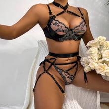 Load image into Gallery viewer, Sexy Lingerie Femme Bra and Pant Sets Transparent Black Lace Nightwear Erotic Sensual Underwear See Through Intimate Langerie