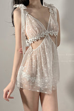 Load image into Gallery viewer, Sexy Lingerie Hot Erotic Women Nightdress Temptation Underwear Set Suspender Sheer Lace Embroidery Night Sleep Dress with Panty