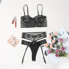 Load image into Gallery viewer, Sexy Lingerie Lace Erotic Sets Hollow Out Corset Bra G-Strings Thongs Exotic 3-Pieces Underwear Straps Bondage Garters Outfits