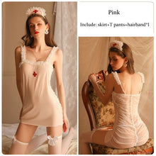 Load image into Gallery viewer, Sexy Lingerie New Lace Pleated Mesh Nightdress Soft Cute Sling Female Nurse Uniform Temptation Cosplay Cute Girl Exotic Anime