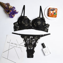 Load image into Gallery viewer, Sexy Lingerie Push Up Bra Underwear Set Floral Embroidery Sensual Lingerie Underwire Bra Panty Intimate Erotic Underwear Set