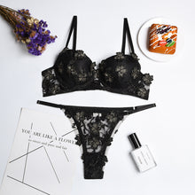 Load image into Gallery viewer, Sexy Lingerie Push Up Bra Underwear Set Floral Embroidery Sensual Lingerie Underwire Bra Panty Intimate Erotic Underwear Set