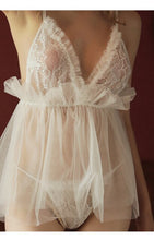 Load image into Gallery viewer, Sexy Lingerie See Through Deep V Lace Sleepwear Evening Nightgown with Thong Sexy Underwear Hot Backless Girl Night Wear Women