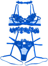 Load image into Gallery viewer, Sexy Lingerie Suit Women Lingerie Sets Underwire Push Up Bra Embroidery Thongs Underwear Garter Belt G-string Neck Ring Lingerie