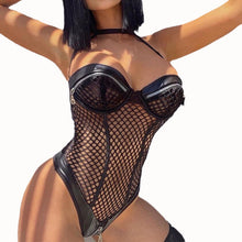 Load image into Gallery viewer, Sexy Lingerie Teddies Bodysuit Erotic Outfit Open Crotch Stretch Fishnet Strapless Catsuit Body Stockings Porn Underwear Costume