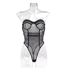 Load image into Gallery viewer, Sexy Lingerie Teddies Bodysuit Erotic Outfit Open Crotch Stretch Fishnet Strapless Catsuit Body Stockings Porn Underwear Costume