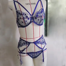 Load image into Gallery viewer, Sexy Lingerie Underwear Set Erotic Lingerie Set Push up Brief Sets Stars Print Lace Sensual Women&#39;s Underwear Bra and Panty Sets