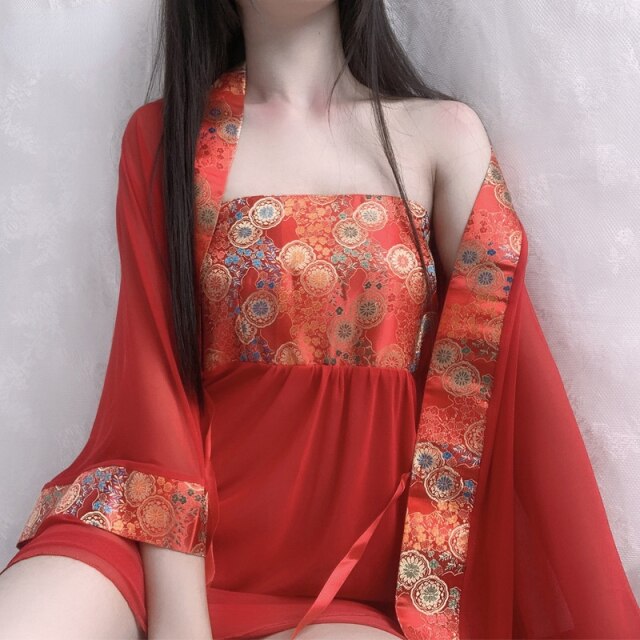 Sexy Lingerie Woman Lace Perspective Classical Bride Bellyband Passion Retro Sling Pajamas Suit Sexy Lingerie Exotic  Dress