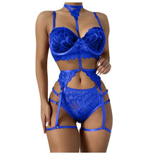 Load image into Gallery viewer, Sexy Lingerie Women Lace Push Up Bra Brief Sets And Garter Underwear Sleepwear Steel Ring Pajamas Exotic Hot Porno Lingerie