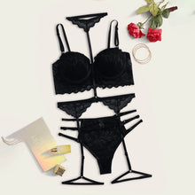 Load image into Gallery viewer, Sexy Lingerie Women Lace Push Up Bra Brief Sets And Garter Underwear Sleepwear Steel Ring Pajamas Exotic Hot Porno Lingerie
