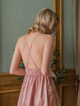 Load image into Gallery viewer, Sexy Lingerie Women Nightgowns Eyelash Lace Satin Backless Cross Side Open Sling Strap Nightdress Nightwear Home Night Dress