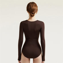 Load image into Gallery viewer, Sexy Long Sleeve One Piece Swimsuit Women Solid Swimwear Pleated Monokini Push Up Swim Suit Black Rash Guard Pad Bathing Suit
