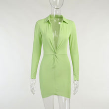 Load image into Gallery viewer, Sexy Long Sleeve Shirt Dresses for Women 2021 Autumn Winter Dreep V Neck Party Dress Bodycon Mini Wrap Ladies Short Dresses Y2K