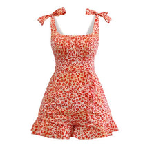 Load image into Gallery viewer, Sexy Low Cut Bandage Slash Neck Female Rompers Leopard Print Suspender Ruffled U Shaped Open Back Jumpsuit Streetwear 2022 New