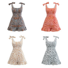 Load image into Gallery viewer, Sexy Low Cut Bandage Slash Neck Female Rompers Leopard Print Suspender Ruffled U Shaped Open Back Jumpsuit Streetwear 2022 New