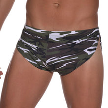 Load image into Gallery viewer, Sexy Low Waist Mens Sides Split Sleep Bottoms Polyester Men Casual Camo Pajama Shorts for Man Breathable Camouflage Home Short