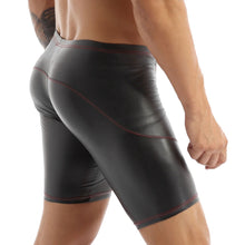Load image into Gallery viewer, Sexy Mens Faux Leather Shorts Sports Gym Tights Shorts Body Suits Pants Swimsuit Trunks Boxer Swimming Wear Shorts Bathing Suit