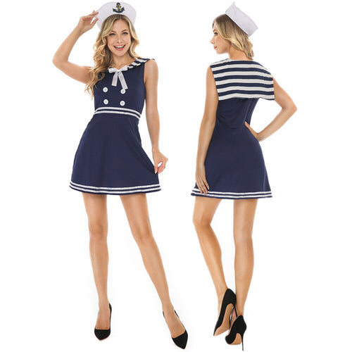 Sexy Nautical Navy Sailor Costumes Cosplay Uniform For Adult Women Halloween Fancy Party Dress