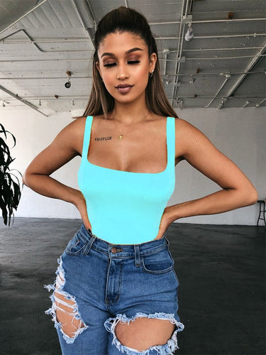 Sexy Neon Green Bodysuit Romper Women Body Black Red Backless Bodysuits Summer Rompers Womens Bodysuit Sleeveless 2020
