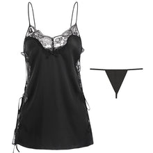 Load image into Gallery viewer, Sexy Nightdress Deep V Lace Sleepwear Women Lingerie Silk Satin nightie Nightgown Babydoll Sleeveless Sling Nightwear Home Dress