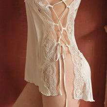 Load image into Gallery viewer, Sexy Nightdress Deep V Lace Sleepwear Women Lingerie Silk Satin nightie Nightgown Babydoll Sleeveless Sling Nightwear Home Dress