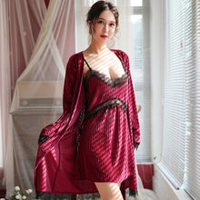 Load image into Gallery viewer, Sexy Nightgown Lingerie Dress Lace Patchwork Nightdress Women Golden Velvet Cosplay Lingerie Bath Robe Nightwear Sleepwear Suit