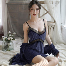 Load image into Gallery viewer, Sexy Nightgown Lingerie Dress Lace Patchwork Nightdress Women Golden Velvet Cosplay Lingerie Bath Robe Nightwear Sleepwear Suit