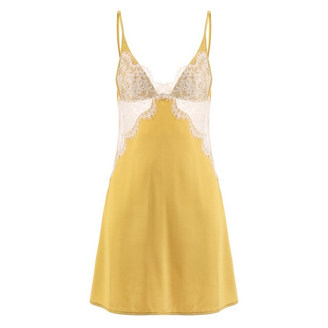 Sexy Nightgowns Women Sleepwear Spring and Summer Deep V Lace Ice Silk Beauty Back Strap Night Dress Temptation Home Clothes