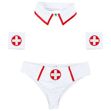 Load image into Gallery viewer, Sexy Nurse Uniform Mens Lingerie Nurse Cosplay Costumes Erotic Sexy Underwear for Sex Briefs with Collar and Red Cross Cuff