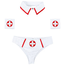 Load image into Gallery viewer, Sexy Nurse Uniform Mens Lingerie Nurse Cosplay Costumes Erotic Sexy Underwear for Sex Briefs with Collar and Red Cross Cuff