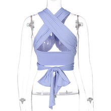 Load image into Gallery viewer, Sexy Off Shoulder Open Back Crop Top Women&#39;s Summer Backless Halter Neck Tank Crop Top Female Lace up Tanks Camis Top Tee Shirts