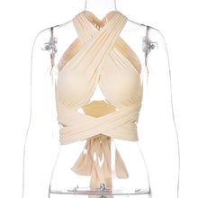 Load image into Gallery viewer, Sexy Off Shoulder Open Back Crop Top Women&#39;s Summer Backless Halter Neck Tank Crop Top Female Lace up Tanks Camis Top Tee Shirts