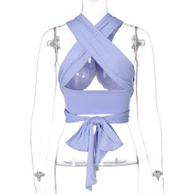 Load image into Gallery viewer, Sexy Off Shoulder Open Back Crop Top Women&#39;s Summer Backless Halter Neck Tank Crop Top Female Lace up Tanks Camis Top Tee Shirts