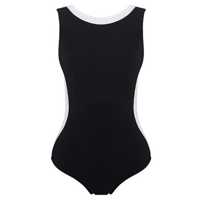 Sexy Off Shoulder Swimsuit Beach Bathing Suit Patchwork Sport Swimsuit Female One Piece Bathers Swim Monokini Bodysuit Open Back