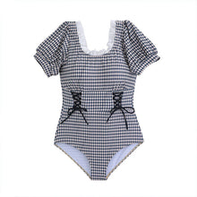 Load image into Gallery viewer, Sexy One Piece Short Sleeve Swimsuit Lady 2023 Monokini Plaid Swimwear Women Swimsuits Bath Suit Koren Style